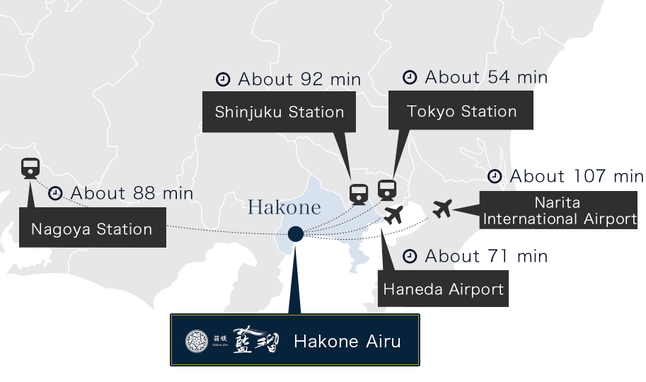 2 minutes by taxi from Hakone Yumoto Station